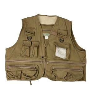 Khaki Fly Fishing Vest Men XL Sleeveless Utility Jacket Tactical Safari Texsport